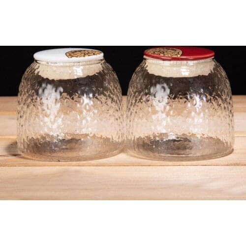 Ceramic Lid Clear Glass Sealed Canister Kitchen Storage Bottle Jars Green Tea Coffee Grain Candy Containers Weed Accessories Jar