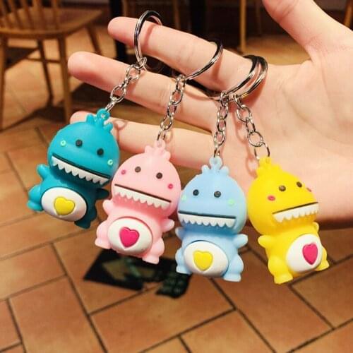 Creative Silicone Little Dinosaur Keychain Cute PVC Epoxy Cartoon Tooth Dragon Three-Dimensional Soft Plastic Children Doll Gift