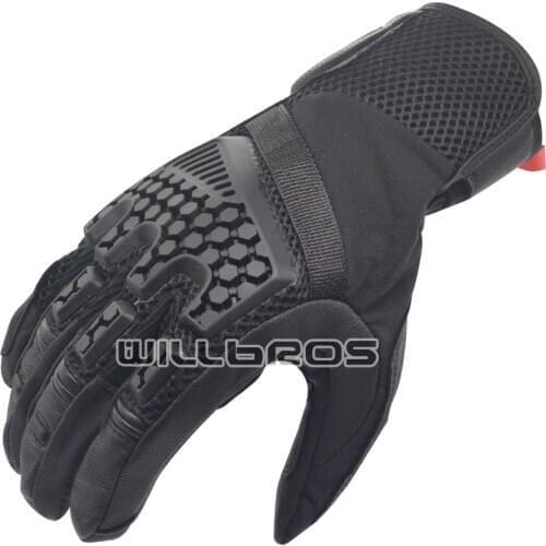 Locomotive Downhill Bike 3 Sands Vented Geniune Leather Gloves Motocross Motorcycle Mountain Bicycle Black Glove