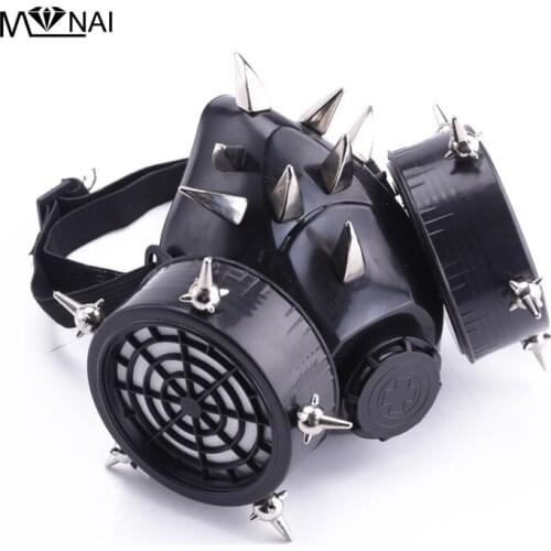 Steampunk Mask Hip Hop Rivets Carnival Masks Respirator 2 Canisters 1 Valve Halloween Cosplay Gas Mask Costume Exhibition