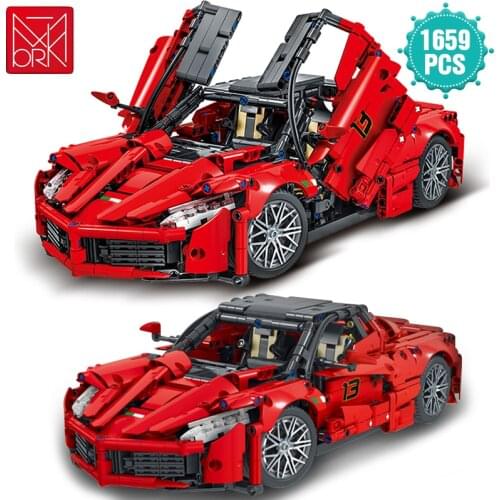 Technical Expert Famous Speed Racing Vehicle Building Blocks Red Sports Car Model Bricks Toys Birthday Gift For Children
