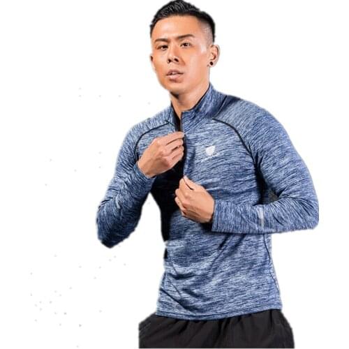 2018 new Mens Long-Sleeve Polyester T-Shirt Breathable Quick dry Sportswear for Men Fitness Workout Clothes