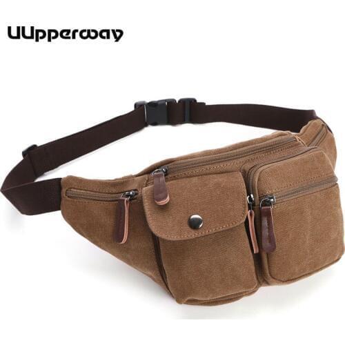 Good Quality Mens Canvas Waist Bag Durable Men Fanny Waist Pack Multi Pockets Belt Hip Bum Military Tactical Running Bag Pouch