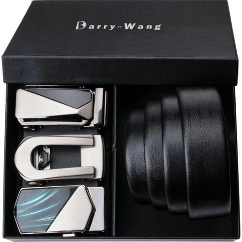 Male Belt Gift Sets Automatic Buckle Genuine Leather Belt For Man Alloy Novelty Buckle Belt for Wedding Business Barry.Wang