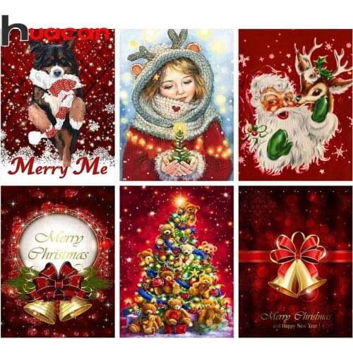 Huacan 5D Diamond Painting Art Santa Claus Kits Diamond Embroidery Mosaic Full Square Christmas Gift