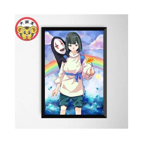 Painting by numbers art paint by number Japanese animation spirited Hayao Miyazaki DIY digital painting I colored filling region