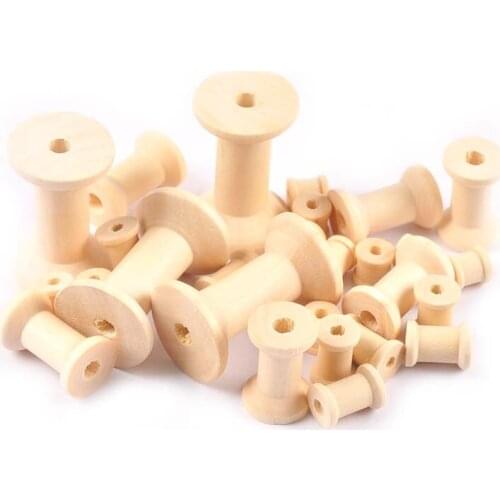 Natutral Wooden Bobbins Spools Reels Organizer Twine Ribbon Holders Textile Thread Wire Tools For Home Sewing Accessories Craft