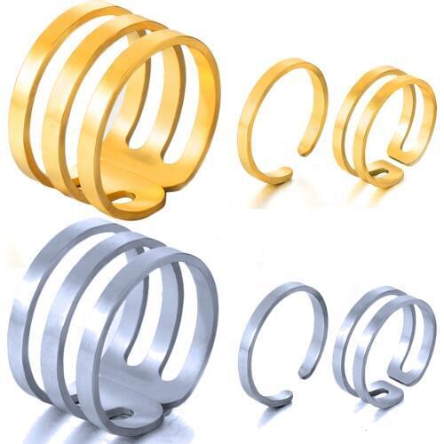 2020 New Trendy Stainless Steel Resizable Adjustable Opening Engagement Rings Set For Women Jewelry Accessories