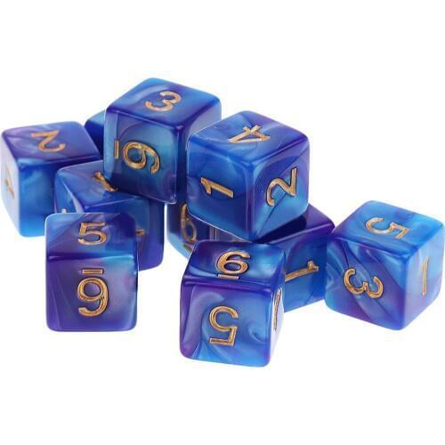 New Arrival 10pcs/set D6 Sided Dice Set Polyhedral Dice Gray/Black/Green/Blue/Red/Coffee/Purple For Dice Game