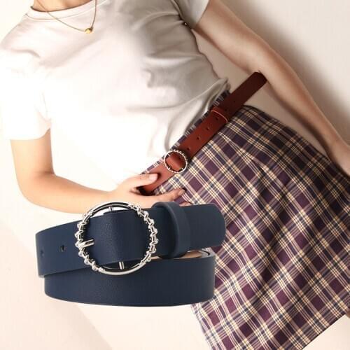 New Product Belt Female Fashion Pattern Round Buckle All-match Clothing Decorative Belt Korean Casual Pin Buckle Belt