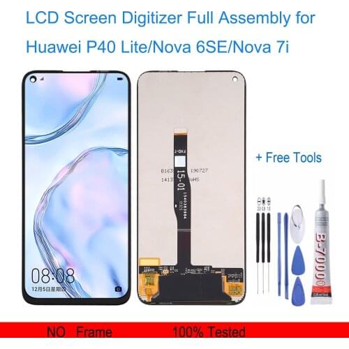 Display LCD Screen and Digitizer Full Assembly with Frame for Huawei P40 Lite /Nova 6 SE/Nova 7i