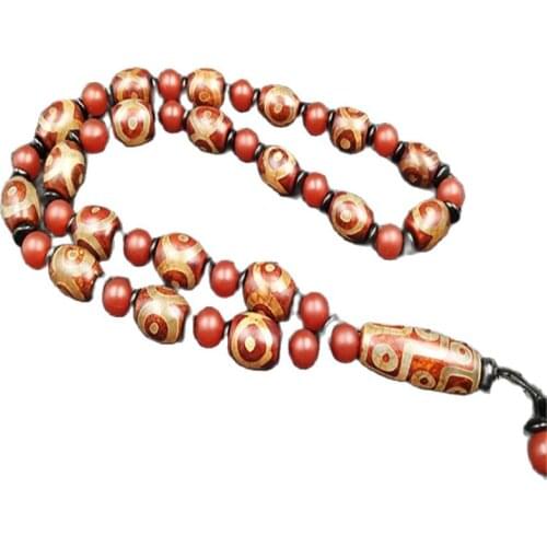 Agate Bead Necklace Sweater Chain Three-Eye Agate Necklace Pendant