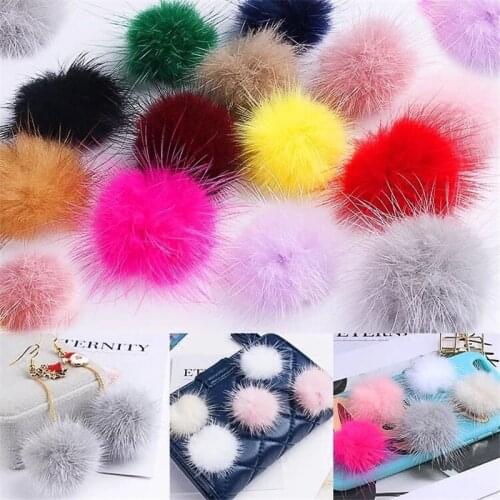 10pc 3cm Diy Pompon Imitation Mink Fur Balls Pompoms for Ring Keychain Shoes Hats Fluffy Pom Pom Diy Crafts Accessories Material
