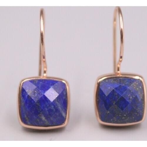 Real Silver 925 Earrings Drop For Women 2020 Female Girl Gold Plated Korean Earrings Blue Crystal Lapis Lazuli Hook Best Gift