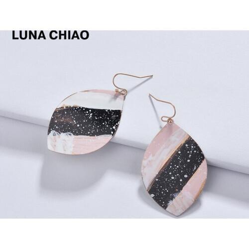 LUNA CHIAO Fashion Designer Marquise Shape Metal Earrings surface painted drop earring for Girls