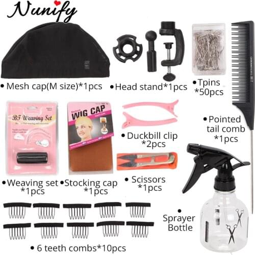 Nunify Mesh Cap T Pins Wig Sewing Cord For Holding Wigs Hair Extender Wig Making Blocking Knitting Modelling Hair Diy Tools