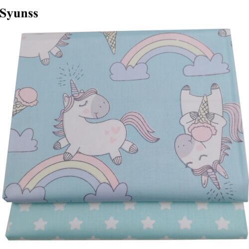 Syunss Colors Cartoon Stars Printed Cotton Fabric DIY Tissue Patchwork Telas Sewing Baby Toy Bedding Quilting Tecido The Cloth