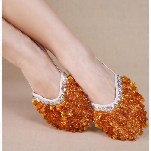 2019 Belly Dance Training Shoes Beaded Shoe Pads Women Ballet Flats