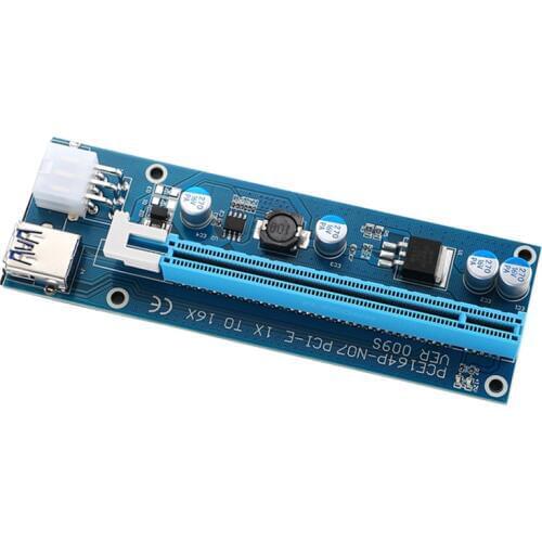 Ver 009S PCI-E 1X to 16X Riser Card Extender PCI Express 6pin Sata Power Adapter USB 3.0 Cable for Bitcoin Antminer Miner Mining