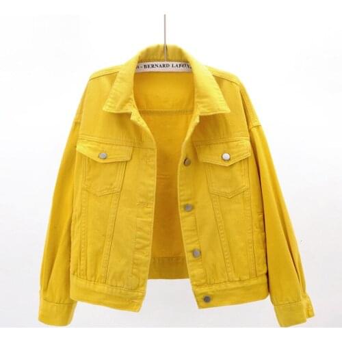 Women Jackets 2021 New Spring Autumn Loose Outwear Denim Coat Solid Turn Down Collar Casual Denim Jacket Plus Size S-3XL