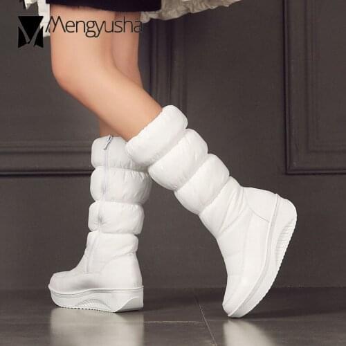 Waterproof snow boots women platform down boots thickening padded mid-calf boots women long plush winter boots plus size 43 c829