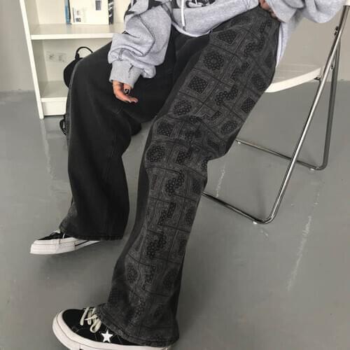 2021 Spring Autumn Goth Pants Women Wide Leg Streetwear High Waist Oversized Trousers Womans Straight Couple Clothes Punk Pants