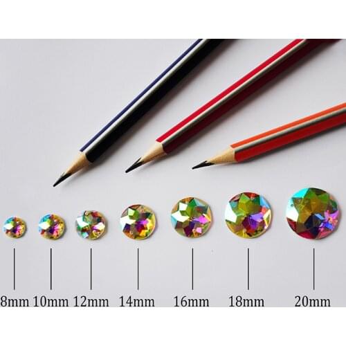 2006TH Sew On Round Strass Big rhinestones Crystal AB Facets Flat Back Mirror Round Glass Beads with Holes for Garment