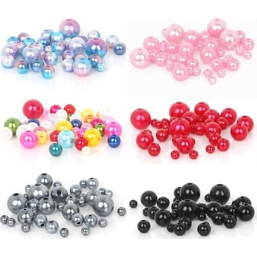 300-350Pcs/Pack Colorful Pearls Mix Size 4 6 8 10mm Beads With Hole Round Acrylic Imitation Pearl DIY For Jewelry Making Nail