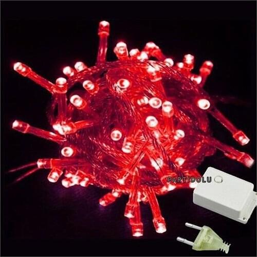 White Wired 100 Bulb Led Light Red Color 10Metre christmas decorations рождественские украшения
