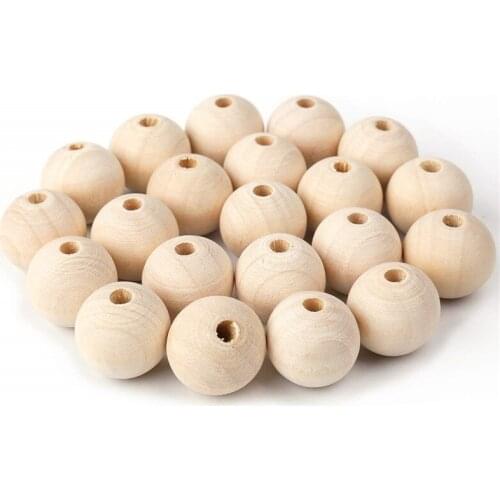 40pcs 14mm Natural Wood Beads Unfinished Round Wooden Loose Beads Wood Spacer Beads for Craft Making