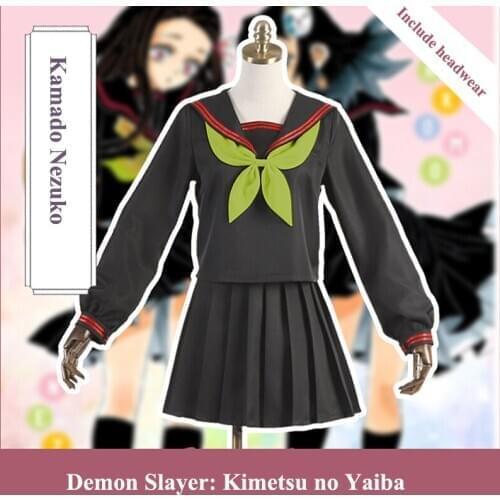Demon Slayer: Kimetsu No Yaiba Makomo Nezuko Kamado School Uniform Cosplay Costume Dress Stock Cosplay Costume