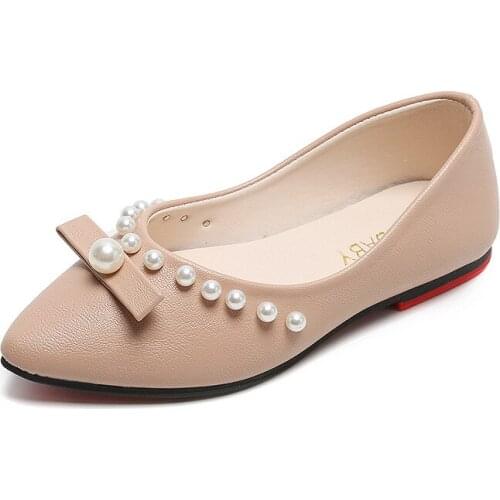 Children Leather Flat 2021 Autumn Spring Kids Fashion Princess Shoes Pink Girl Pointed Soft Bottom Shoes Wear-Resistant Footwear