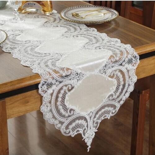 French Table Runner Luxury Coffee Table Runner European Lace Caminos De Mesa Modernos Embroidery Table Cloth Home Decoration