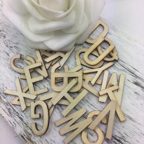Happymems 52pcs/set 2-3cm A-Z English Words For Birthday Party or Wedding Wood Letter DIY Wood Crafts Decoration Wooden Letter