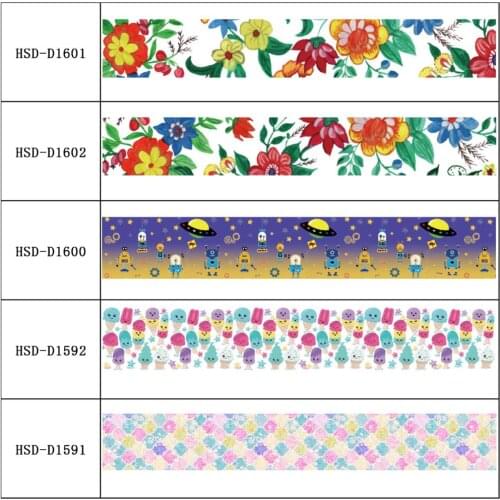 HSDRibbon free shipping 3" 75mm heat transfer printed hsd-design series Grosgrain Ribbon 50Yards/Roll