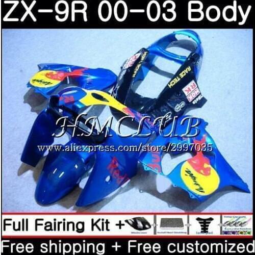 Body For KAWASAKI NINJA ZX 9R 9 R 900 ZX-9R 2000 2001 2002 2003 62HC.19 ZX900 900CC ZX9 R factory blue ZX9R 00 01 02 03 Fairing