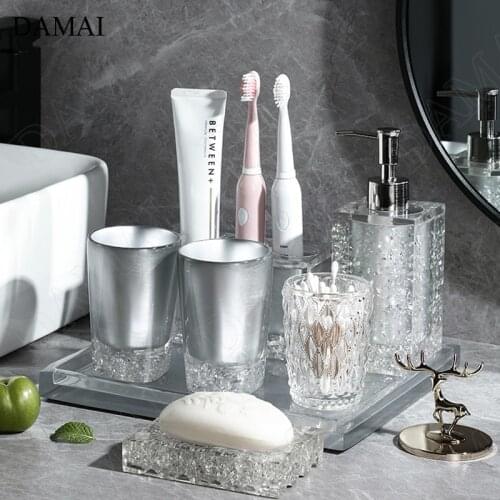 Creativity Ice Flower Relief Bathroom Set European Household Five Piece Set Resin Shower Accessories Organizer Home Decoration