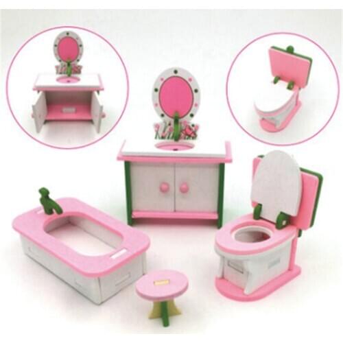 New Hot Lovely DIY Handmade Doll House Kids Role Pretend Playing Toy Miniature Bedroom Wooden Furniture Set Gifts For Children