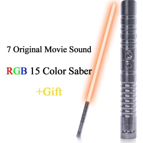 Laser Sword RGB 15 Color Change FX Lightsaber 7 Original Movie Sound Metal Hilt Cosplay Heavy Dueling Light Saber LED Kids Toy
