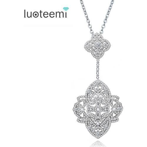 LUOTEEMI New Fashion Jewelry For Women Micro Poved Tiny CZ Stone Romabtic Pendant Necklace Women Accessories Brinco Bijoux
