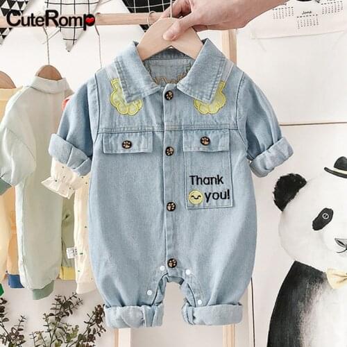 Cute lion Baby Clothes boy Denim Rompers Cartoon Baby girl clothes full sleeve ropa para bebe Fashion costume kids One piece