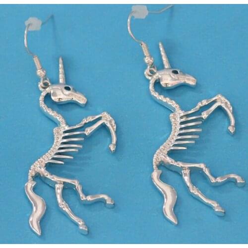 Fashion New Arrival Exaggerated Unicorn Skeleton Earrings Trendy Unicorn Animal Bone Dangle Earrings for Female