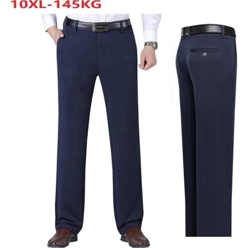 Plus size 8XL 9XL 10XL autumn winter men Thick suit pants formal business pants high waist Big Size Straight Trousers