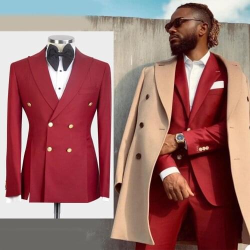 Classic Wedding Mens Coat Pants Suits Casual 2 Pieces Double Breasted Formal Party Tailored Fit Prom Tuxedos Blazer