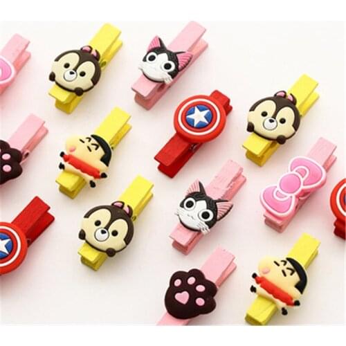 Soft wooden photo clip color cartoon creative photo clip Home Furnishing daily storage Stationery for office supply