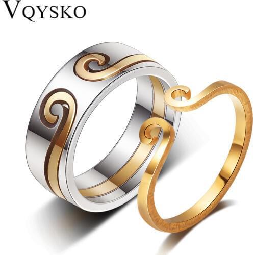HOt Special Design Ring Set Gold With Stainless Steel Romantic 2 in 1 Ring For Couple Monkey King Lover Wedding Jewelry