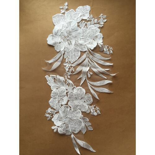 Off-white Large High Quality Thick Flower Embroidery Wedding Lace Embroidered Lace Appilque 1PIECE
