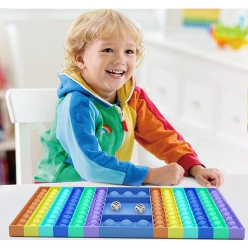 New Fidgety Toys Dice Chessboard Rat Killing Pioneer Toys Large Size Pure Silicone Rainbow Bubble Pressing Toys Anti Autism Toys