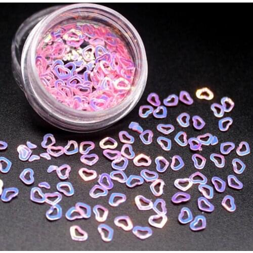 NEW Nail Art Glitter 1 Box Mixed Color 12 Designs Mini Heart Hot Fashion Shining Manicure Glitter Sequins Nail Decoration Pink