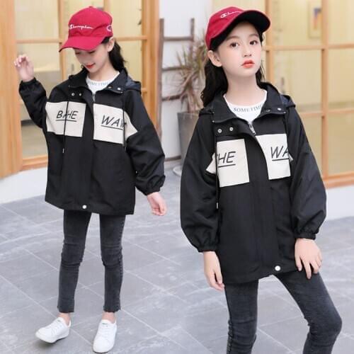 Girls Spring Autumn Windbreaker Jacket Girls Korean Coat Trench Fille Kids Overcoat Outerwear Children Winter Snow Wear 7-12YR
